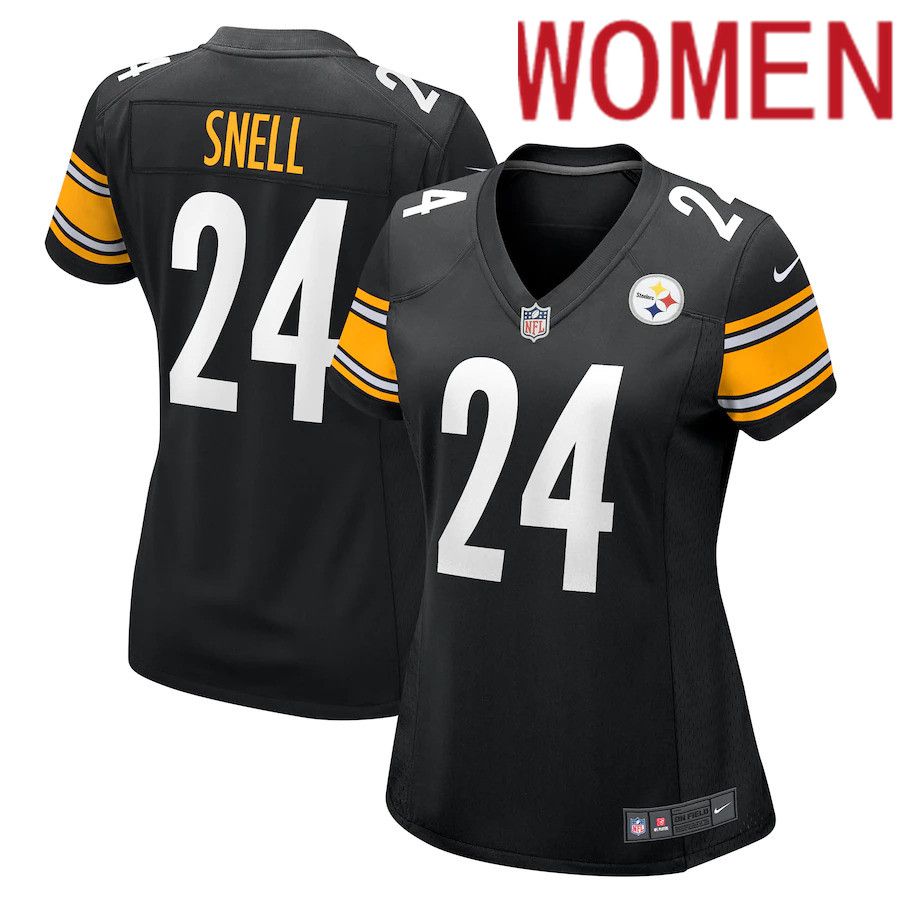 Women Pittsburgh Steelers #24 Benny Snell Jr. Nike Black Game NFL Jersey